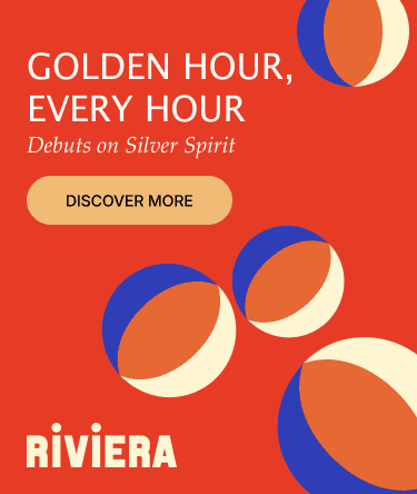 Advertisement for 'Golden Hour, Every Hour' on Silver Spirit by Riviera.